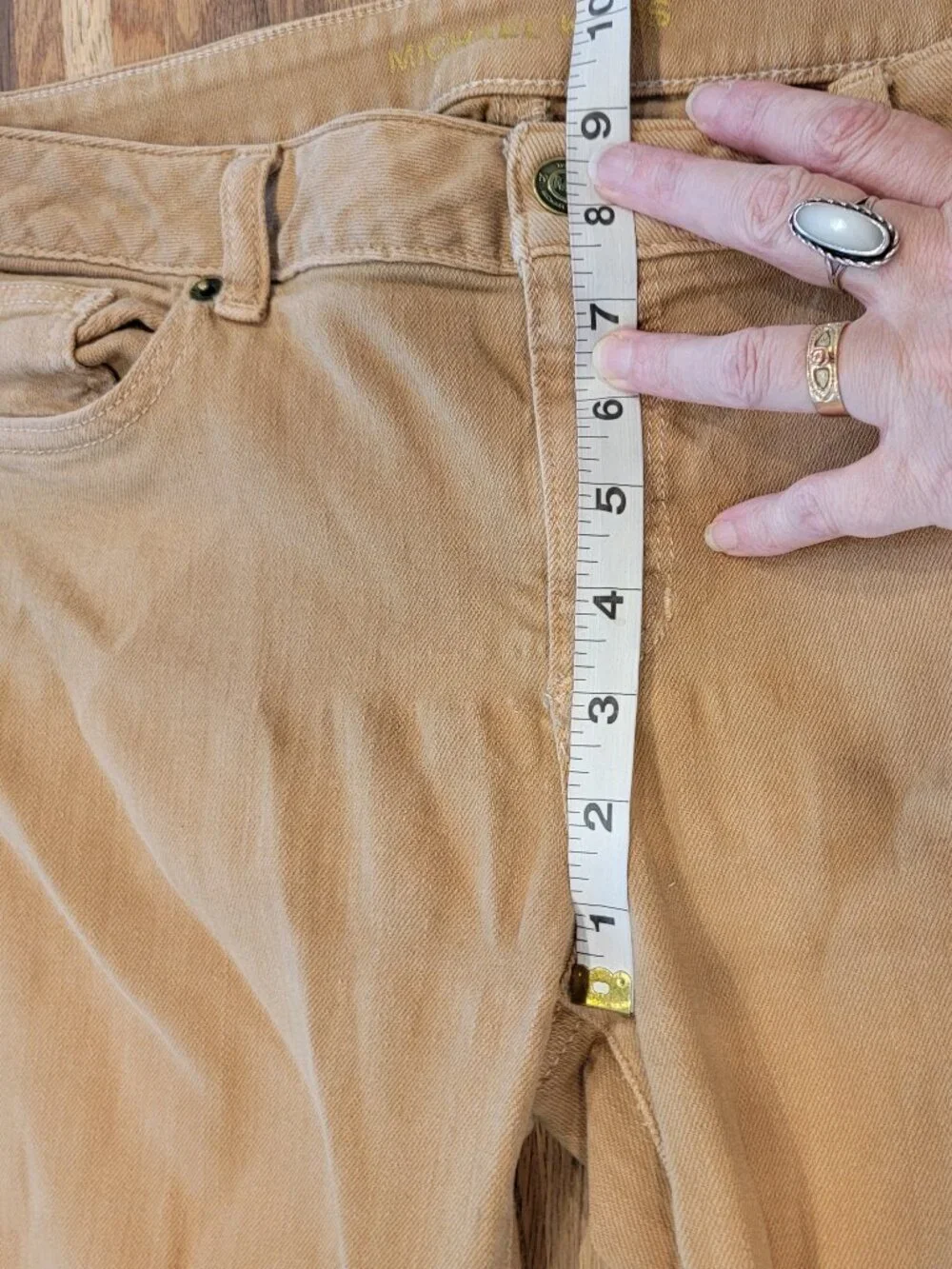 Michael Kors Tan Denim Mid Rise Straight Leg Jeans